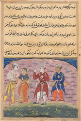 Pagina da Racconti di un pappagallo Tuti-nama: Diciottesima notte: Il principe..., c. 1560