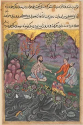 Pagina da Racconti di un Pappagallo Tuti-nama: Quarantaseiesima notte: Il Raja di Ujjain..., c. 1560