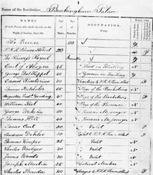 Pagina del censimento di Buckingham Palace per il 1841