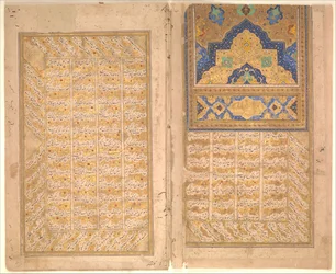 Pagine di calligrafia da un libro di Sharafnama