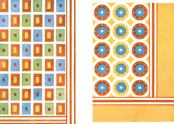 Motivi del soffitto dipinto nella tomba di Nebamon a Tebe, Egitto, 1928