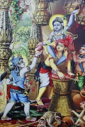 Krishna bambino che gioca con i suoi fratelli