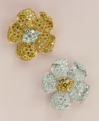 Coppia di spille a forma di fiore (diamante)