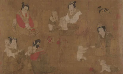 Donne di palazzo che fanno il bagno ai bambini, XI secolo