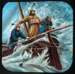Barca di Palling: Lancio della corda di salvataggio, c1900