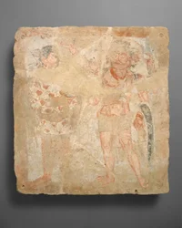 Pannello con il dio ShivaOesho e adoratore, ca. III secolo d.C.