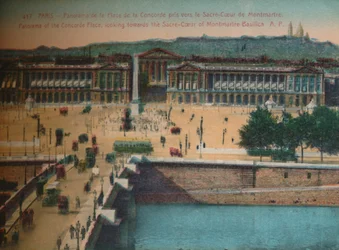 Panorama di Place de la Concorde, verso la Basilica del Sacro Cuore a Montmartre, Parigi