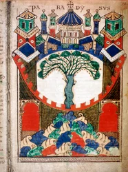 Paradiso, una pagina dal Liber Floridus, 12° secolo