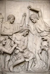 Parigi, Francia, scultura nella chiesa di Saint Roch: Gesù torturato, Parigi, Francia