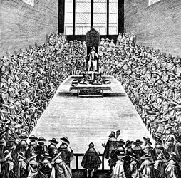 Parlamento in sessione durante il regno di Giacomo I, inizio XVII secolo, c1902-1905
