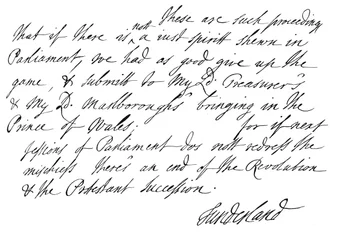 Parte di una lettera scritta da Charles Spencer, 3° Conte di Sunderland, 1678