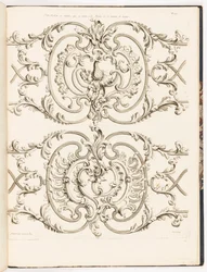 Piccolo Balcone e altro Grigliato dalla Residenza di Jean Lamour, tav. 23 in Recueil des Ouvrages de Serrurerier