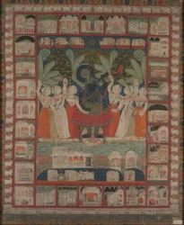 Pichvai appeso al muro con il culto di Shri Nathaji, 1825-1850