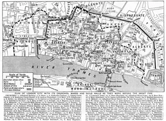 Piano della città di Londra che mostra chiese, quartieri e gilde, 1926-1927