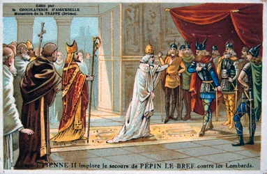 Papa Stefano II implora la sicurezza di Pipino il Breve dai Longobardi, c750 d.C., XIX secolo