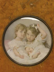 Ritratto in miniatura delle Granduchesse Olga, Tatiana e Maria di Russia, c. 1900