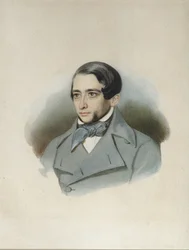 Ritratto di Andrey Alexandrovich Krayevsky 1810-1889, primi anni 1840