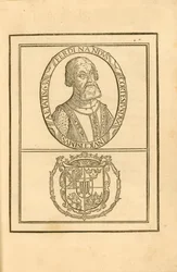 Ritratto di Hernán Cortés 1485-1547 con il suo stemma, 1588