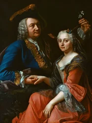 Ritratto di Johann Christoph Gottsched, 1700-1766, con sua moglie Luise, c. 1750