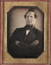 Ritratto di uomo che si allontana dalla fotocamera, fine anni 1840