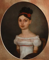 Ritratto di Yelizaveta Fyodorovna Ozerova, nata Zagryazyskaya 1800-1885, c. 1815