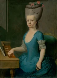 Ritratto di una ragazza in blu al cembalo