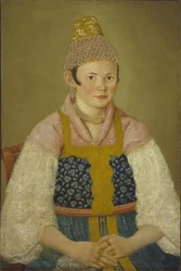 Ritratto di una donna mercante in Kokoshnik Kabluchok