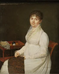 Ritratto di una donna con lavoro arazzo