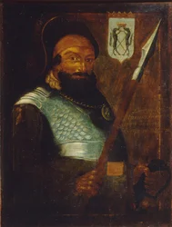 Ritratto del condottiero cosacco e conquistatore della Siberia Ermak Timofeevič, morto nel 1585, inizi del XVIII secolo