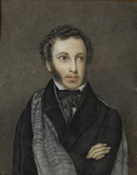 Ritratto del poeta Aleksandr Sergeevič Puškin 1799-1837, primo quarto del XIX secolo