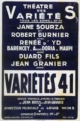 Poster pubblicitario Variétés 41 spettacolo di varietà, Francia