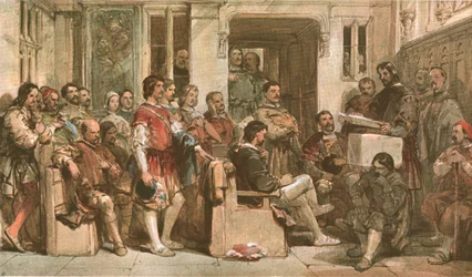 Preghiere nella Sala dei Baroni, c. 1900