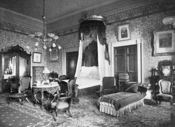 Camera da letto del Presidente Harrison alla Casa Bianca, Washington DC, USA