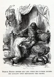 Il principe Enrico offre la sua vita quando suo padre dubita della sua lealtà restituendo la corona, 1882