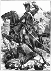 Ussaro prussiano che carica con la spada sguainata, Guerra franco-prussiana 1870-1871
