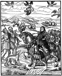 La regina Elisabetta I a caccia con il falco, 1575, 1910