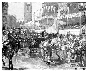 La regina Vittoria inaugura il Viadotto di Holborn, Londra