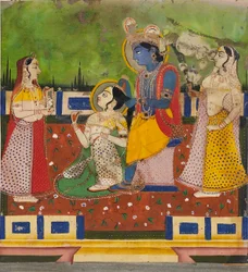 Radha e Krishna su una terrazza, XIX secolo