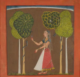 Ragini, possibilmente Asavari: Folio da una serie Ragamala, ca. 1700-1710