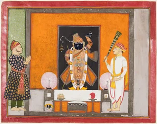 Raja Ram Singh adora Krishna come Brij Nathji lo sposo, c. 1820