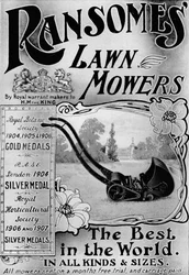 Pubblicità dei tosaerba Ransomes, 1908