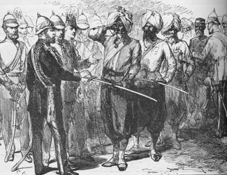 Ricevimento per i sopravvissuti della difesa di Lucknow, India, gennaio 1876