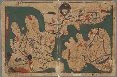 Mappa del mondo rettangolare Da: Il libro delle curiosità delle scienze e delle meraviglie per gli occhi, XI secolo