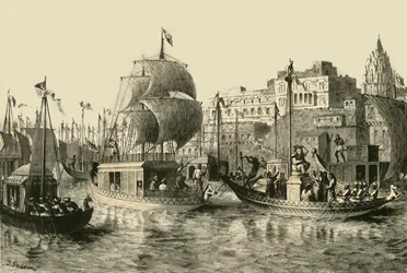 Festival religioso a Benares, 1890