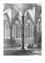 Capitolo restaurato nella Cattedrale di Salisbury, metà-fine XIX secolo