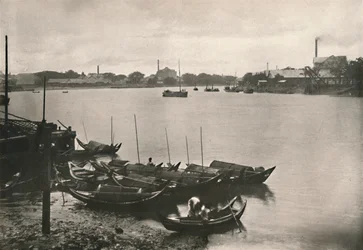Mulini di riso sul torrente Poozoondoung, Rangoon, 1900