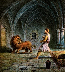 Riccardo I e un leone, XII secolo, c1850