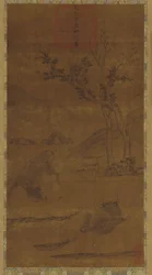 Paesaggio fluviale: due bufali d