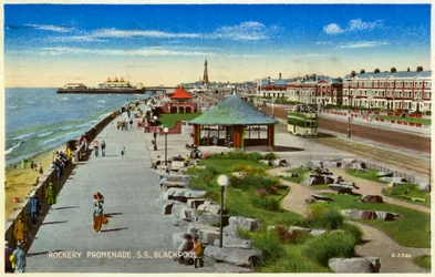Passeggiata nella roccaglia, Blackpool, Lancashire, c1940