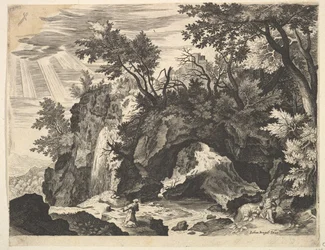 Paesaggio roccioso con la stigmatizzazione di San Francesco (copia inversa)